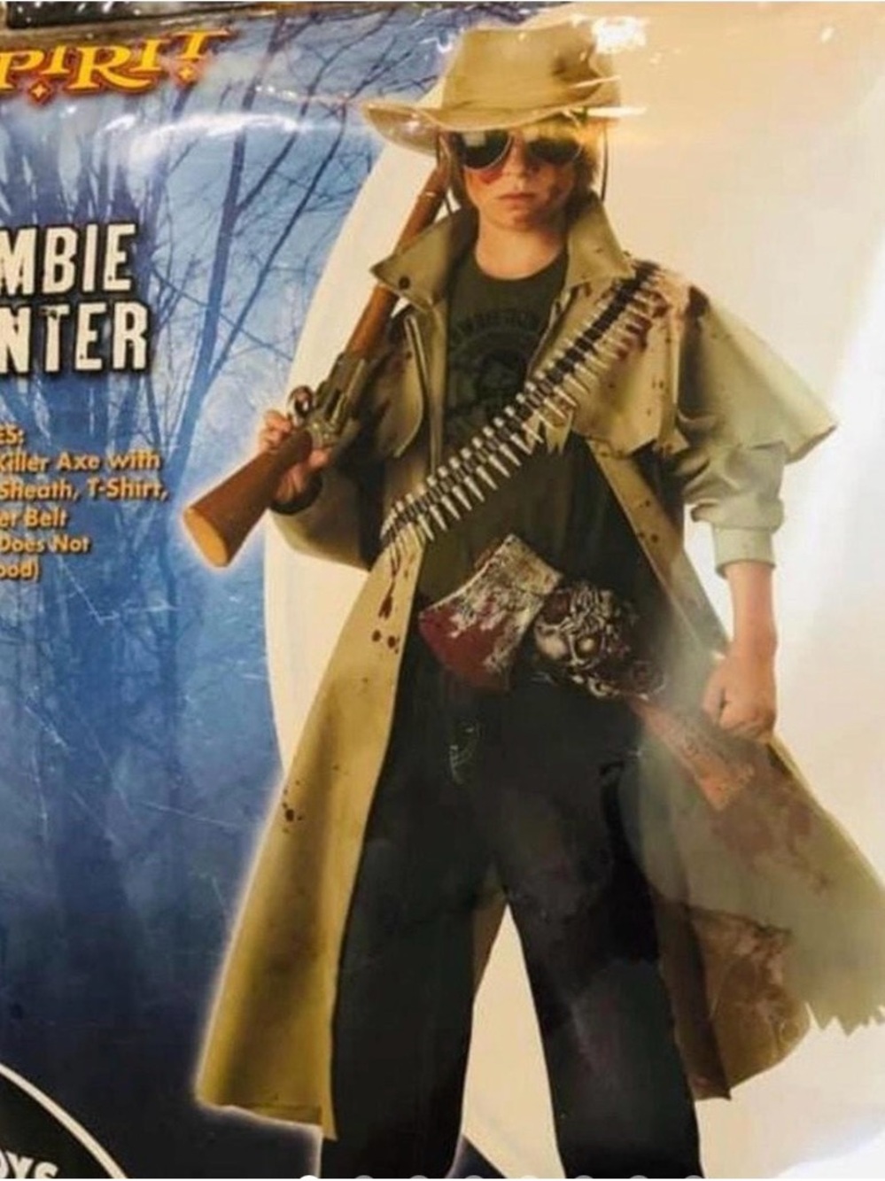 Spirit Olive Trench Zombie Hunter Costume with Bandolier and Hat